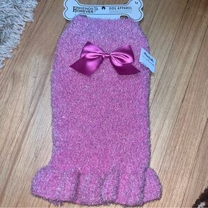 NWT Pink Dog pet Sweater with Bow fuzzy size Medium M